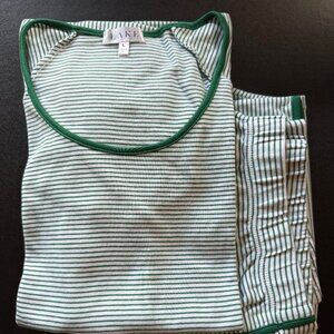 Lake Pajamas Pima Short-Long Set in Green Stripe